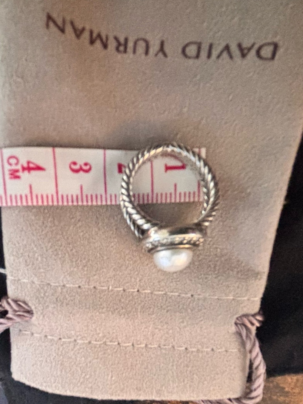 David Yurman Silver Cable Ring - Pearl and Diamond Halo - Albion collection - Picture 10 of 11